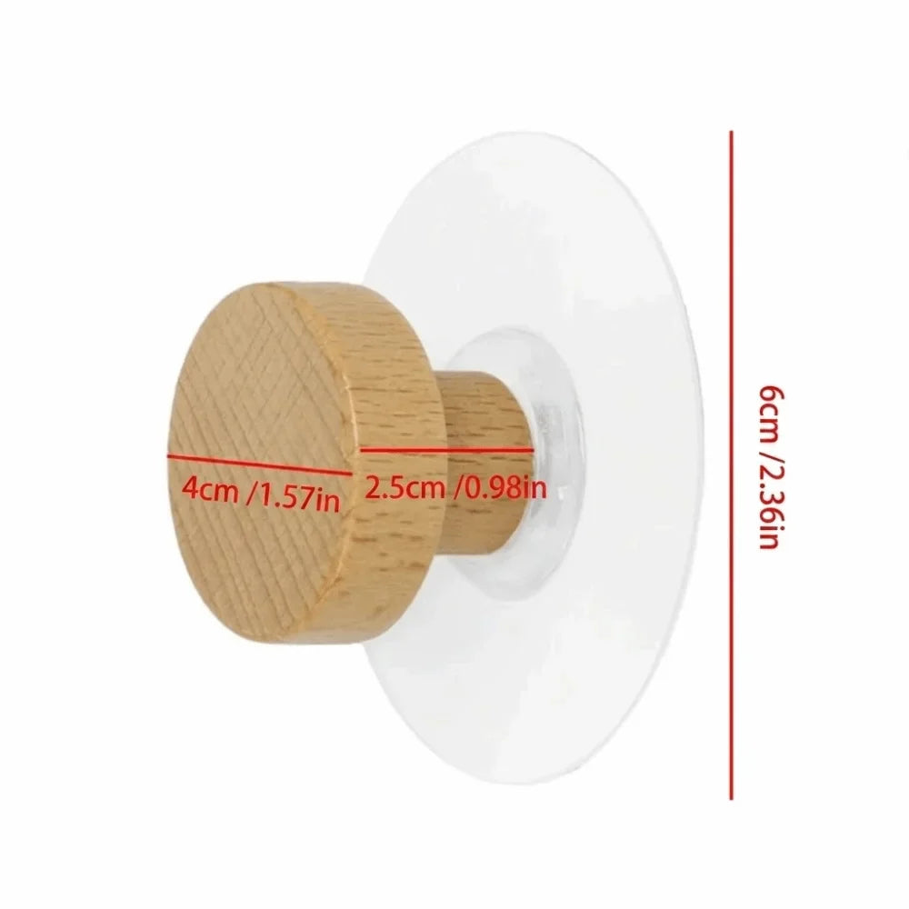10-Pack Nordic Wood Suction Cup Hooks | No-Drill Adhesive