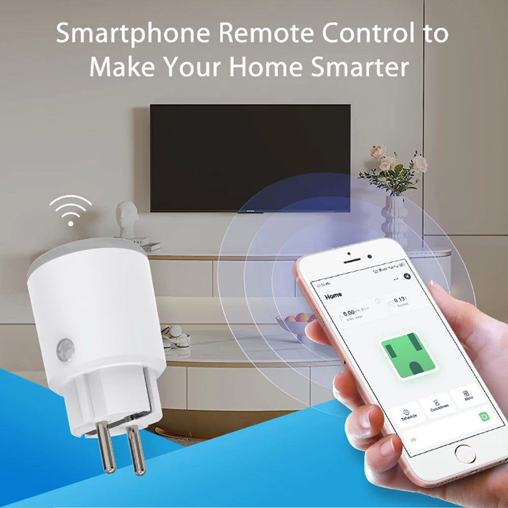 TUYA Smart Plug Matter Wi-Fi Socket 16A Smart Timer Outlet Power Monitor Support Homekit Work With Google Home Alexa Peaceful Pleasures Health and Wellness