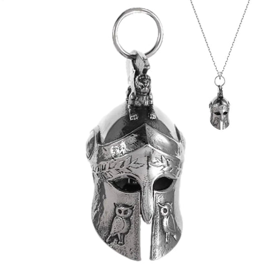 Roman Warrior Helmet Motorcycle Good Luck Bell Pendant Gift Motorcycle Bell Charm Peaceful Pleasures Health and Wellness
