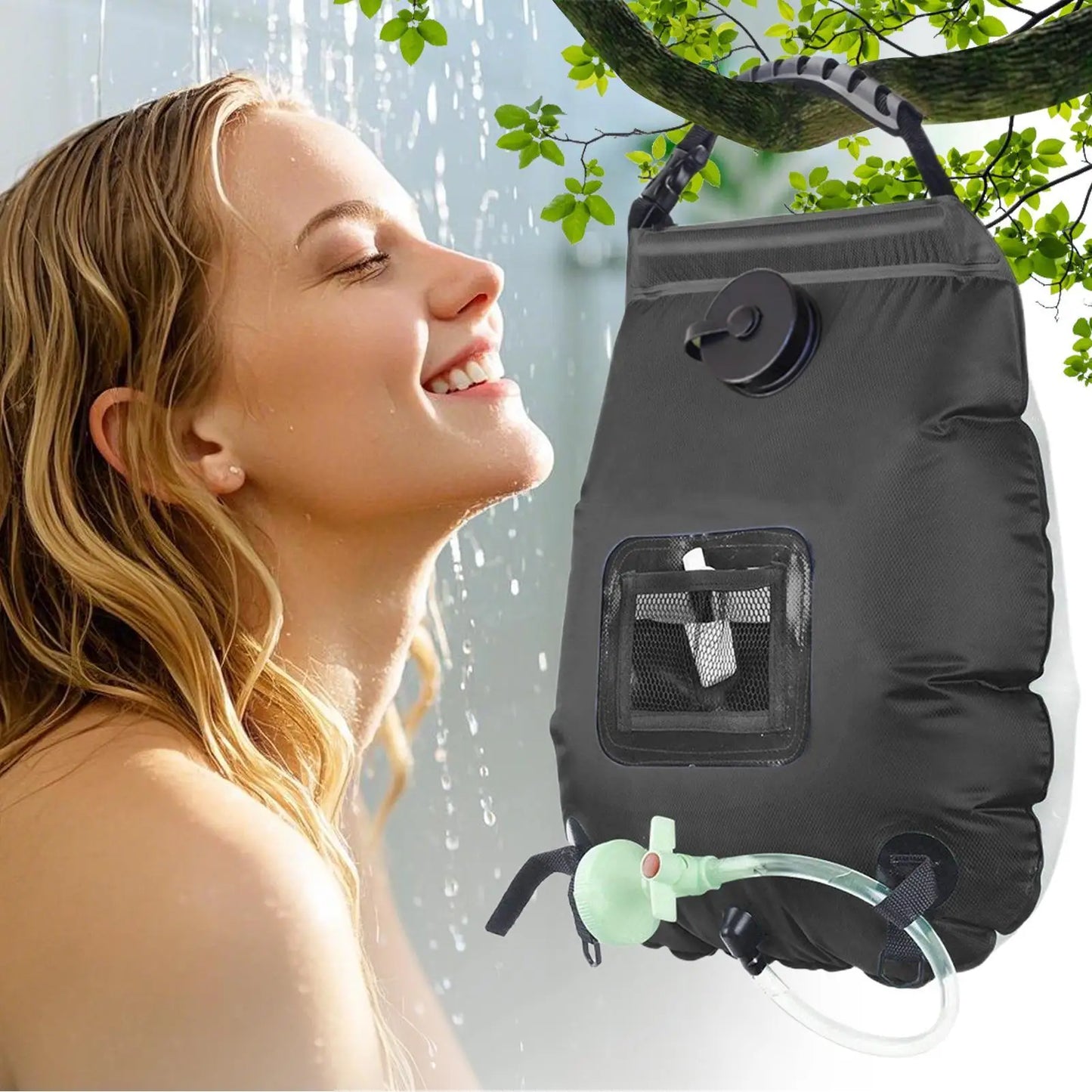 5-Gallon Solar Camping Shower Bag with Shower Head & Hose