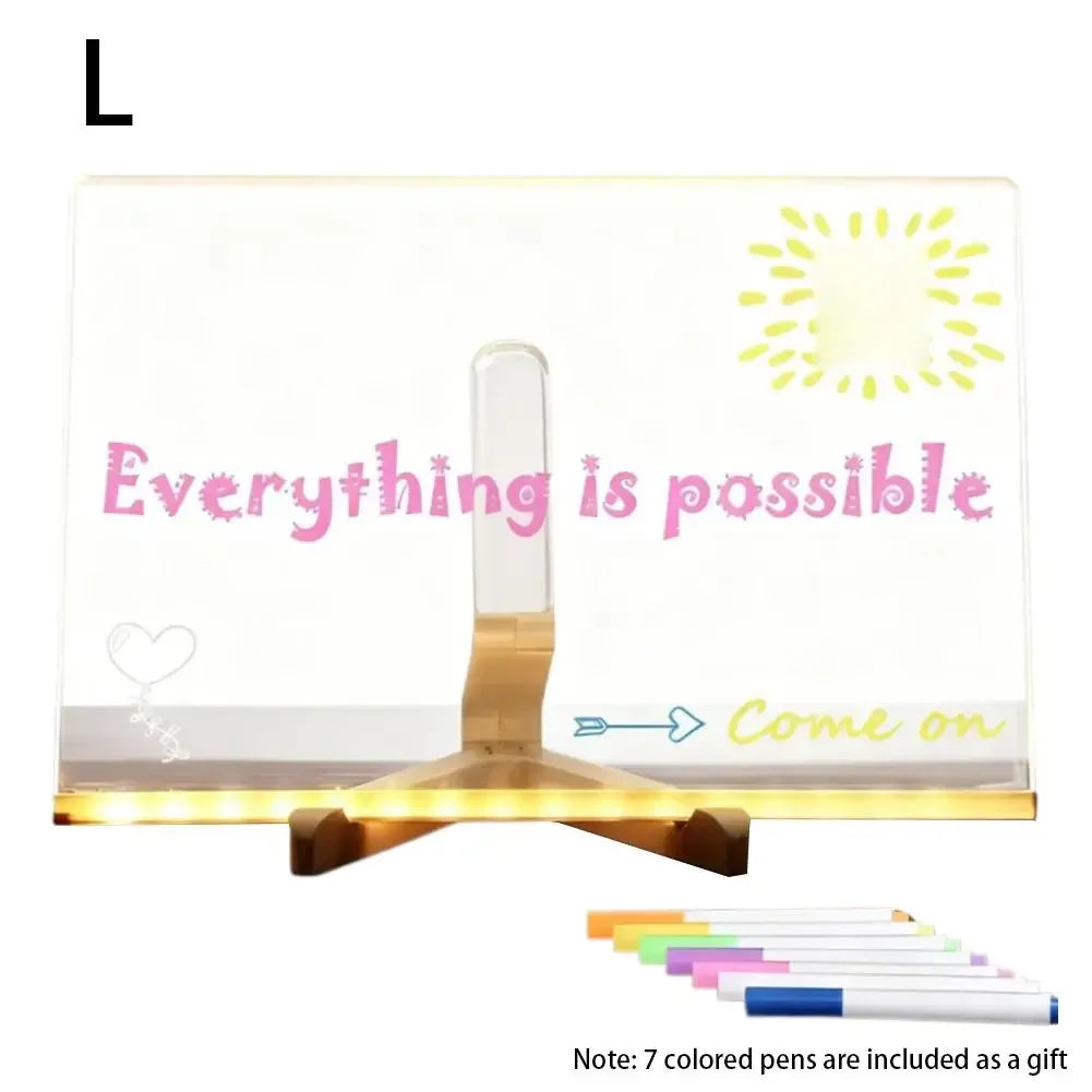 Light Up Rewritable Acrylic Message Board 7 Color Pens Glowing Drawing Lamp for Kids Adults Birthday Festival Gift Peaceful Pleasures Health and Wellness L