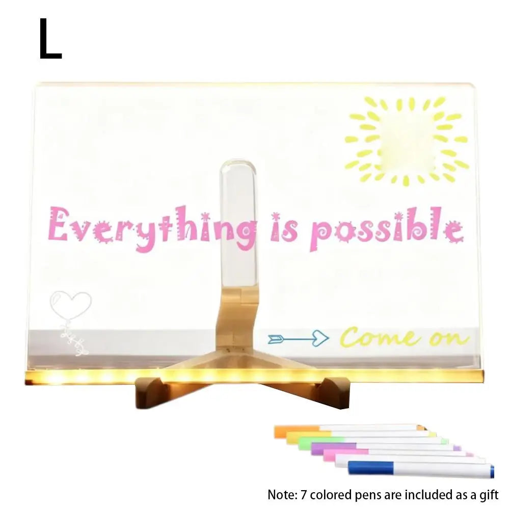 LED Light-Up Acrylic Drawing Board with 7 Color Pens | Kids Gift
