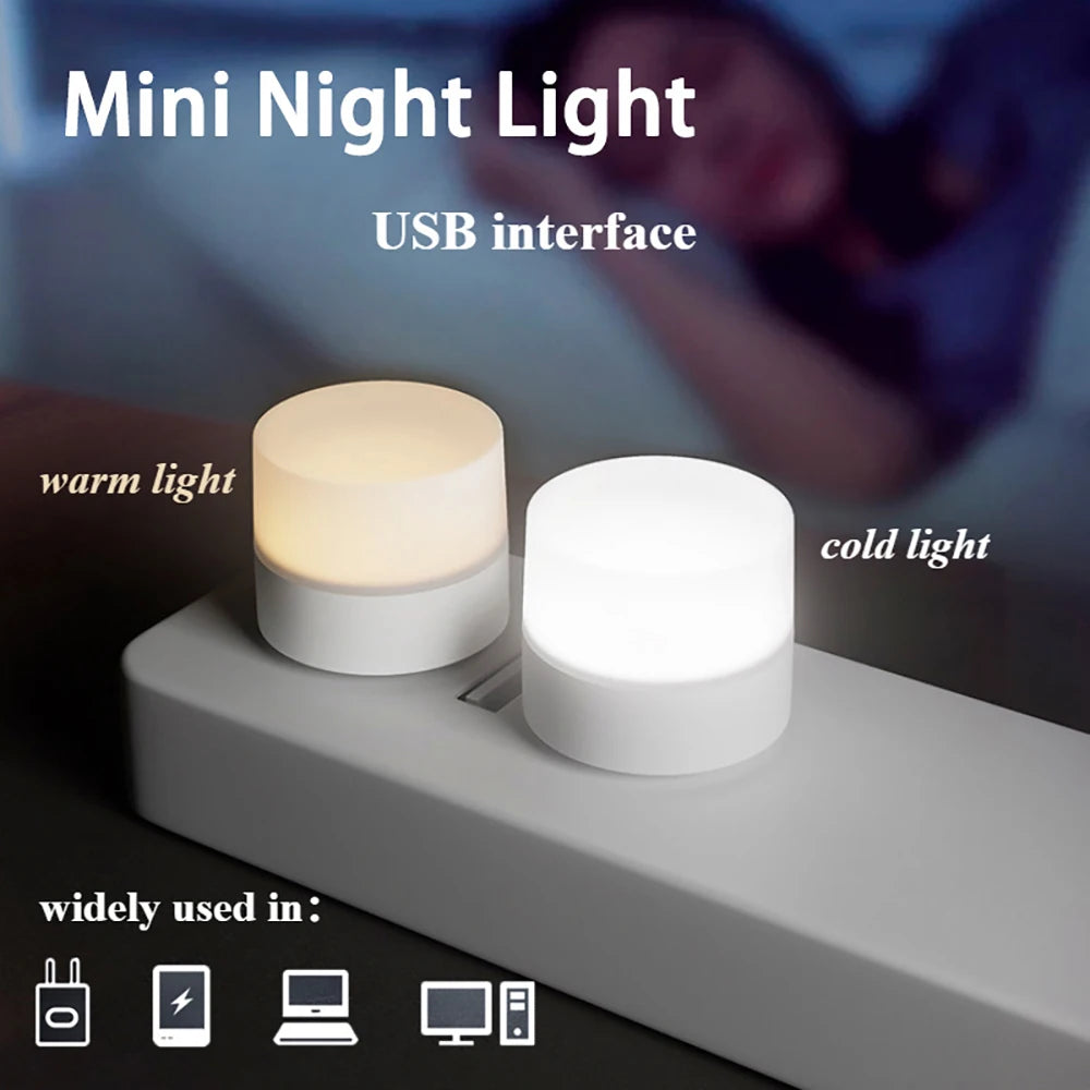Mini USB LED Night Light | Warm White Eye Protection Reading Lamp