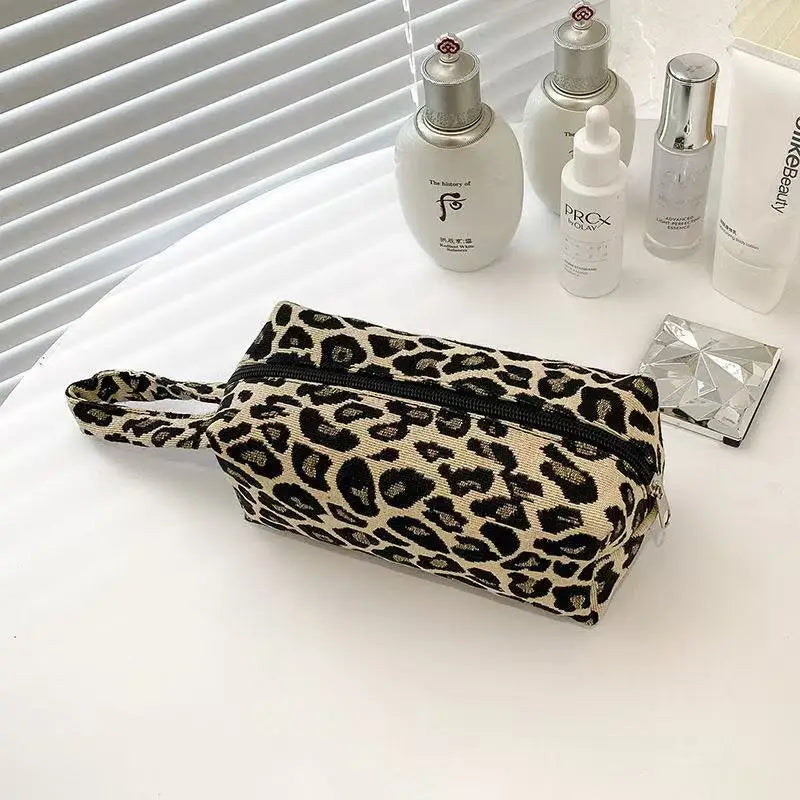 New Leopard Print Makeup Bags Pillow Pen Bag High Quality WOMEN'S Large Capacity Pillow Bag Portable Storage Handbag Peaceful Pleasures Health and Wellness