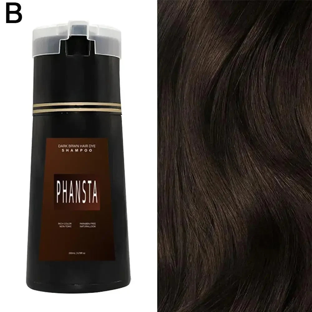 PHANSTA Hair Dye Shampoo Hair Instant Dye Shampoo,Hair Dye Coloring Shampoo For Gray Hair Long Lasting Nourish For Men Wome K7W0 Peaceful Pleasures Health and Wellness A-dark brown CN