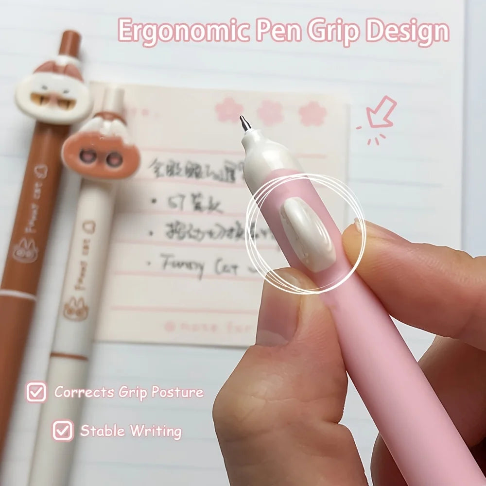 Cute Cat Gel Pens 3-Pack | Siamese Cat Shape Black Ink Pens