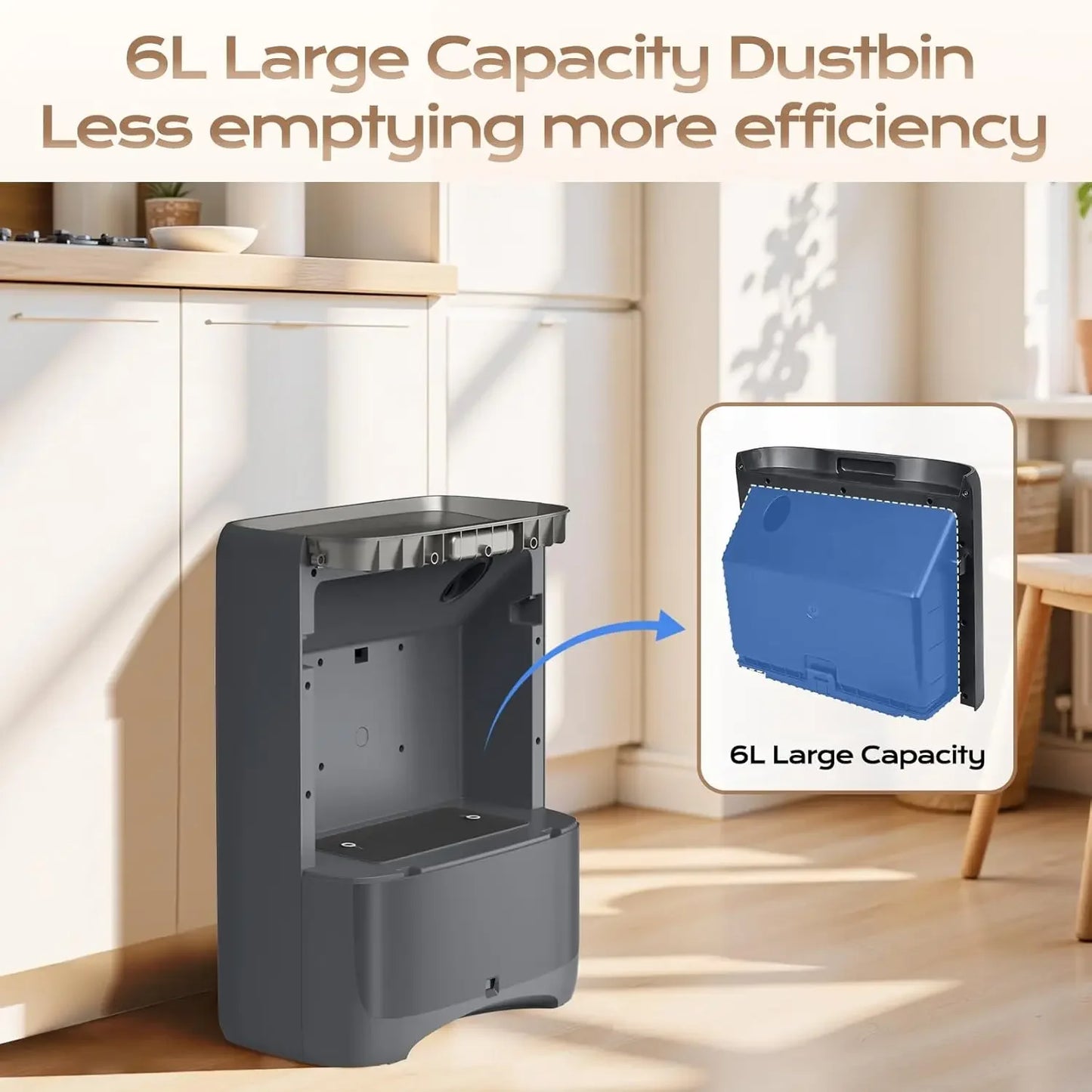 Touchless Vacuum Dustpan with Auto-Sensing, 18000Pa Suction, 6L Capacity for Home and Salon Use Peaceful Pleasures Health and Wellness