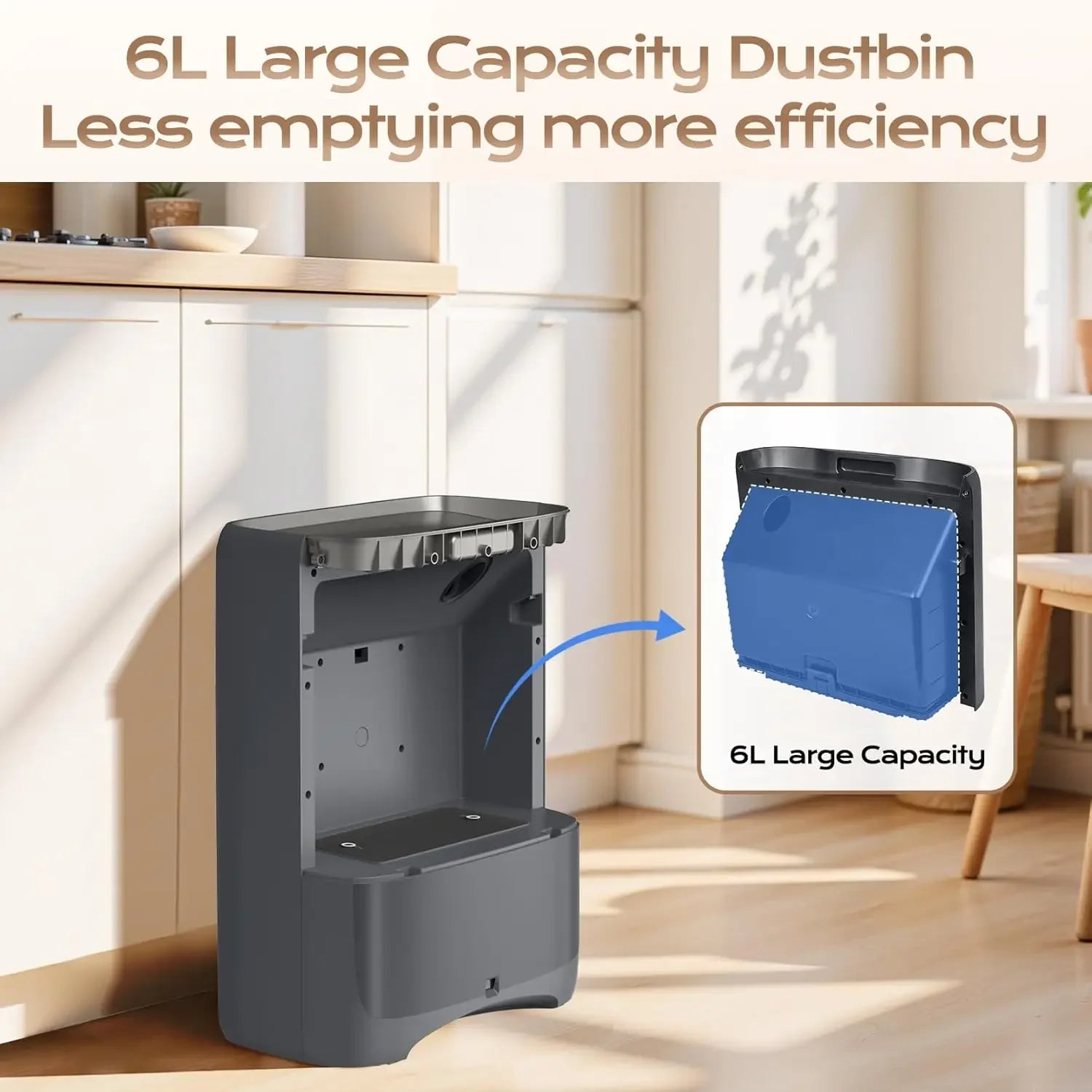 Touchless Vacuum Dustpan with Auto-Sensing, 18000Pa Suction, 6L Capacity for Home and Salon Use Peaceful Pleasures Health and Wellness