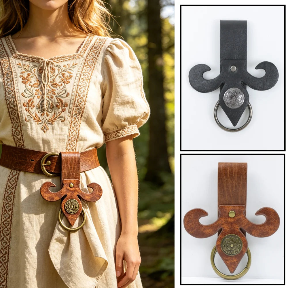 UYEE Belt Medieval Floral Rivet Leather Skirt Lift Clip Waist Sash