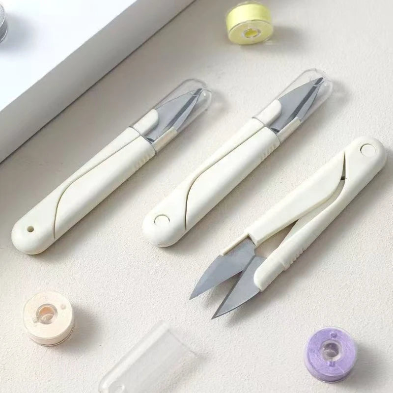 U-Shape Fabric Scissors with Lid | Stainless Steel Craft Scissors