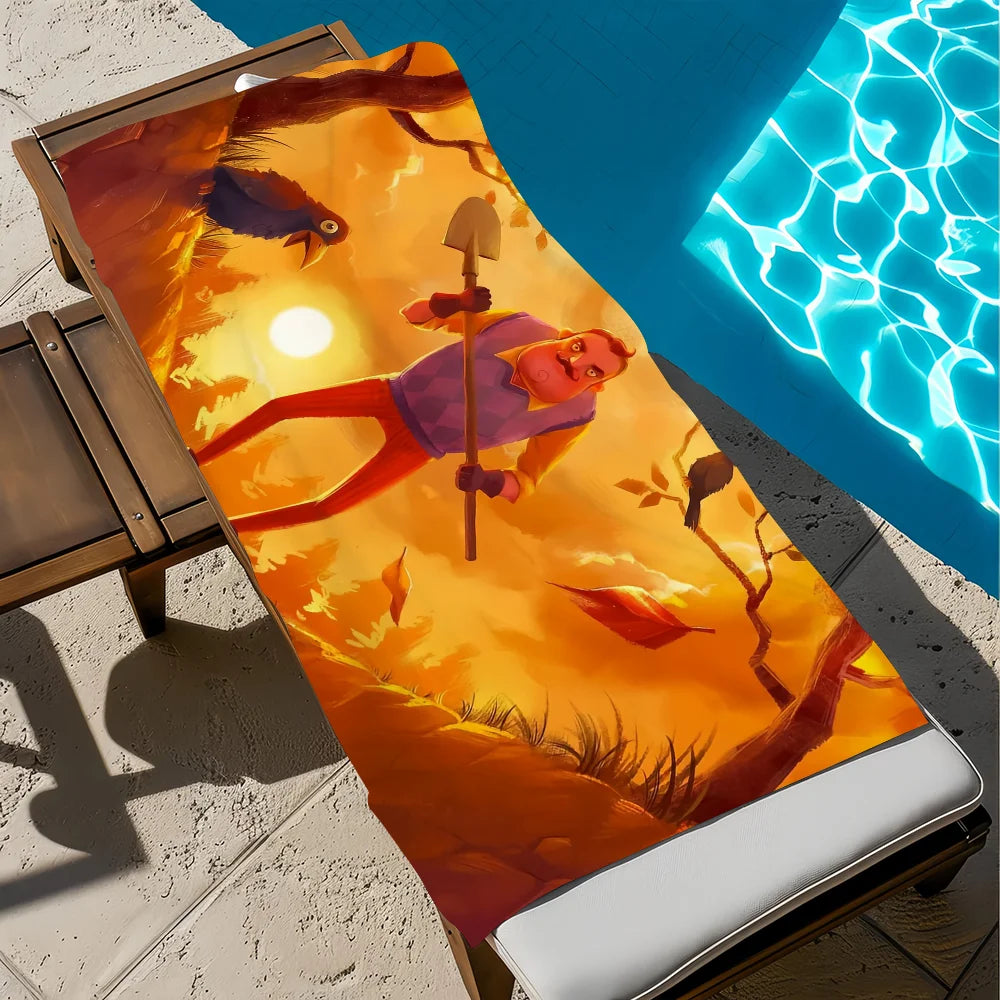 Hello Neighbor Horror Game Quick-Dry Beach Towel | Fun Gift Quick-Dry Beach Towel Peaceful Pleasures Health and Wellness z5 STJ80x160CM