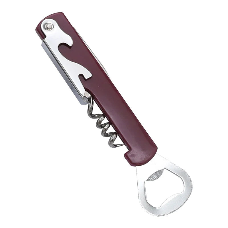 Plastic 4-in-1 Multi Functional Red Wine And Beer Bottle Opener Handy Kitchen Tool for Home And Bar Portable Beer Can Opener Win Peaceful Pleasures Health and Wellness Burgundy