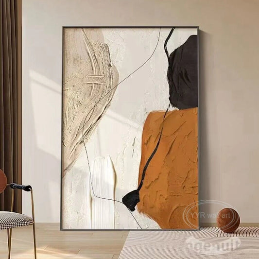 Nordic Modern Abstract Color Matching Thick Oil Handmade Oil Painting For Home Decoration Bedroom Dining Room Living Room Mural Peaceful Pleasures Health and Wellness