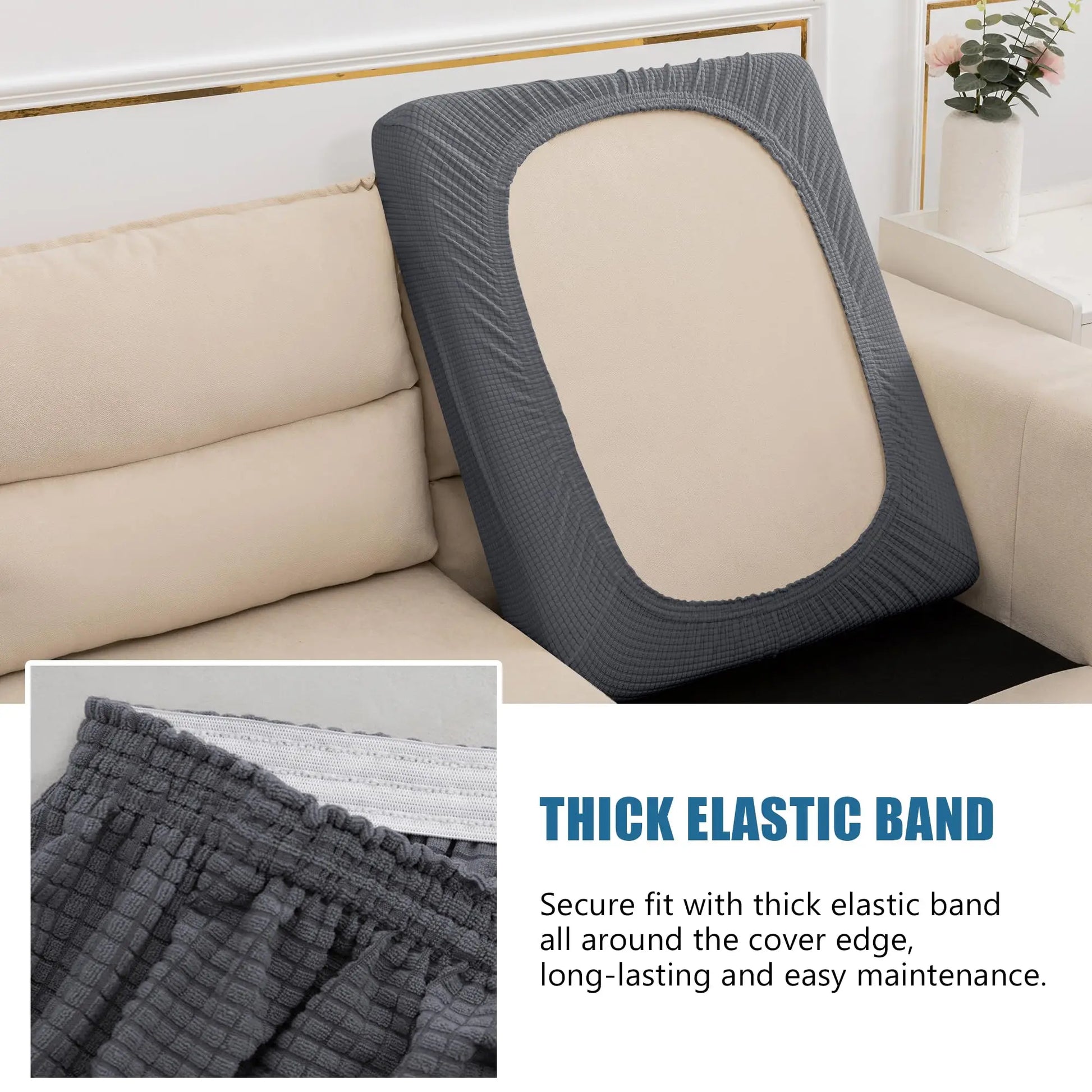 Elastic Sofa Cover Seat Cushion Cover Sofa Chair Stretch Washable Removable Slipcover 1/2/3/4 Seat All Season Protector Peaceful Pleasures Health and Wellness