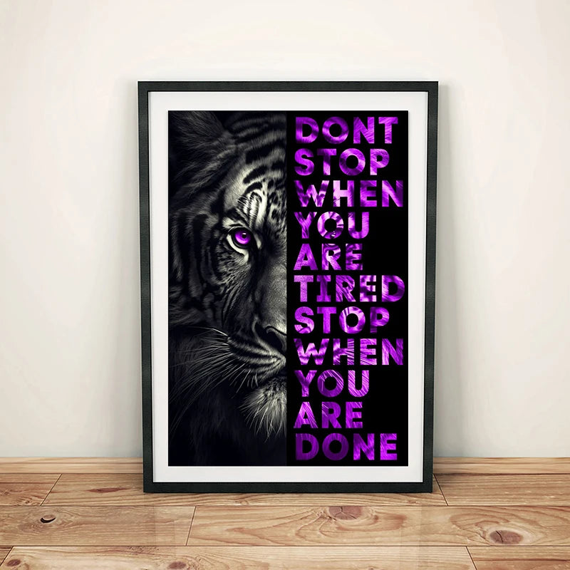 Animal Motivation Quotations Poster Lion Tiger Wolf Leopard Canvas Painting Modern Art Prints Wall Picture for Living Room Decor Peaceful Pleasures Health and Wellness