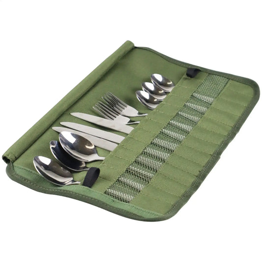 Roll-Up Camping Cutlery Bag – 13-Pocket Travel Organizer Cutlery Roll Bag Oasis Select