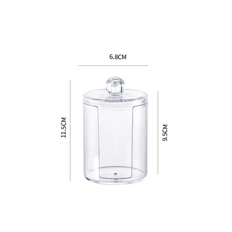 Round Acrylic Cotton Swab Box With Lid Dustproof Makeup Cotton Storage Toothpick Organizer Box Peaceful Pleasures Health and Wellness A2