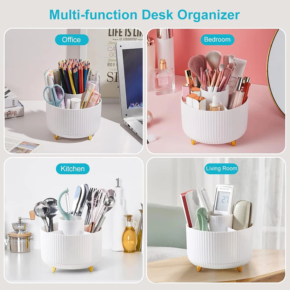 Desk Pencil Pen Holder - 5 Slot 360 Degree Rotating Desk Pen Organizer for Desktop Makeup Storage Stationery Supplies Cup Pot Peaceful Pleasures Health and Wellness