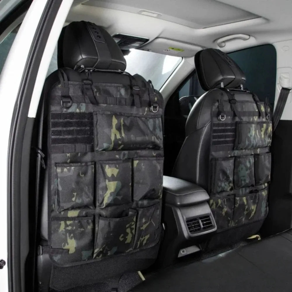 Car Seat Back Organizer Tactical Camo Multi Pocket Storage Bag Waterproof Durable Hanging for Road Trip Travel SUV Truck Family Peaceful Pleasures Health and Wellness