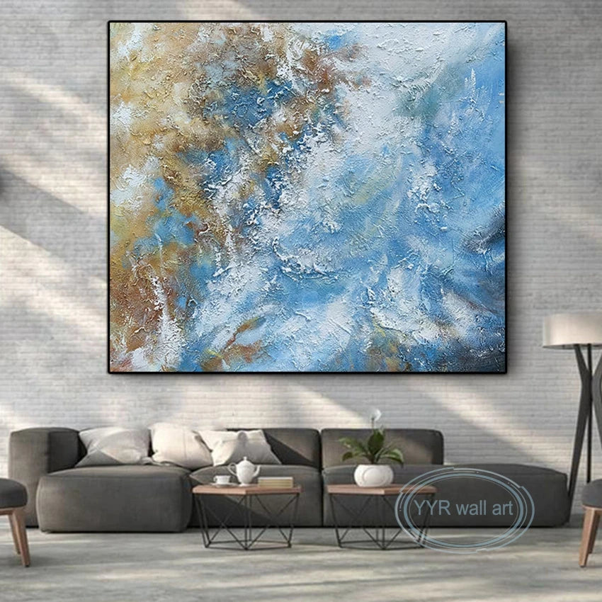 Large Square Mural Abstract Art Oil Painting Handmade Texture Wall Decoration Canvas Living Room Bedroom Restaurant Custom Image Peaceful Pleasures Health and Wellness
