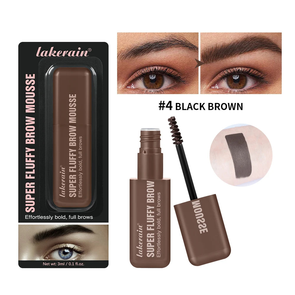 Superfluff Volumizing Brow Mousse Eyebrow Gel Thick Eyebrows Tint Tinted Brow Gel Multiple Color Long-Lasting Waterproof Makeup Peaceful Pleasures Health and Wellness 4BLACK BROWN