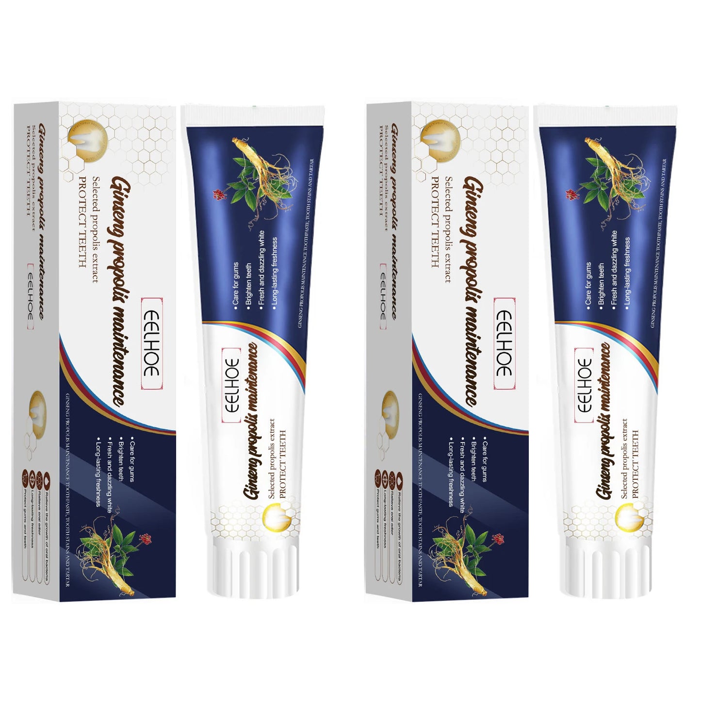 Ginseng Propolis Whitening Toothpaste Effectively Eliminating Bad Breath Remove Plaque Relieve Inflammations Gum Care Toothpaste Peaceful Pleasures Health and Wellness 2 x 100g Boxed