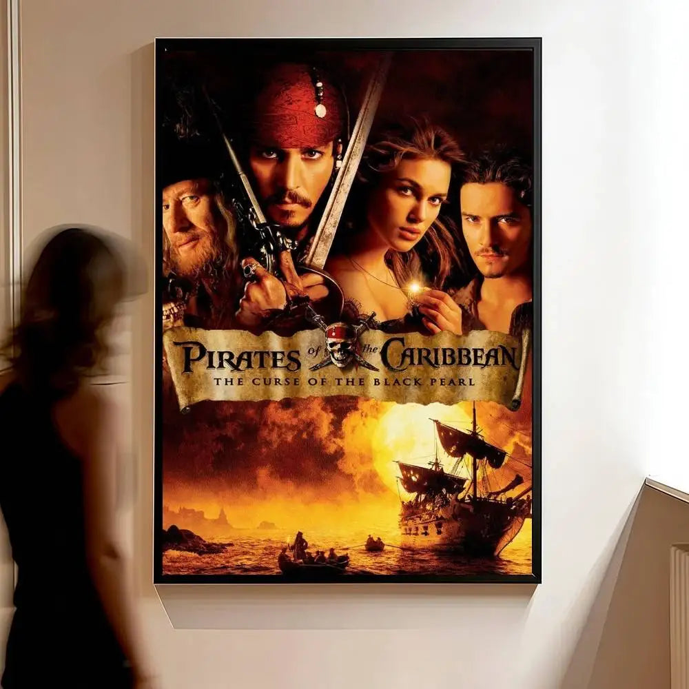 Pirates of the Caribbean Retro Canvas Wall Art Print | Unframed
