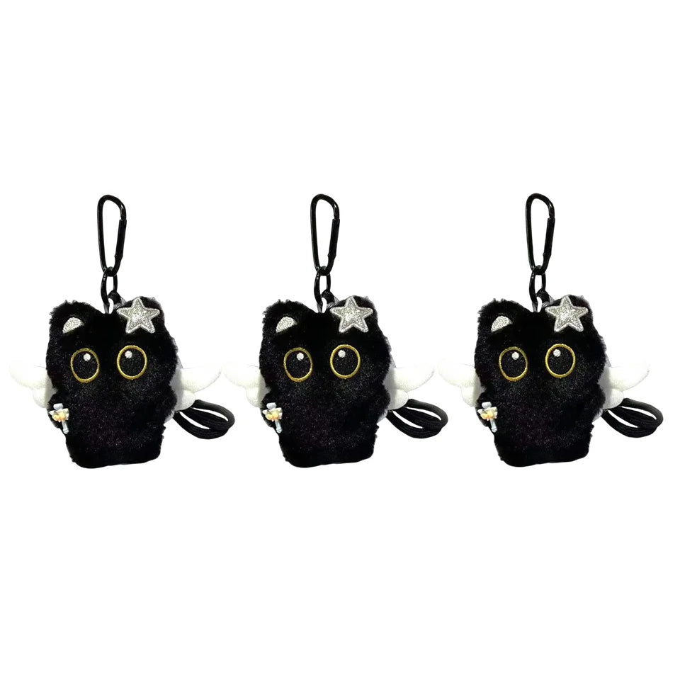 Black Cat Plush Keychain Charm | Cute Stuffed Cat Bag Pendant Plush Keychain Charm Peaceful Pleasures Health and Wellness B 3pcs