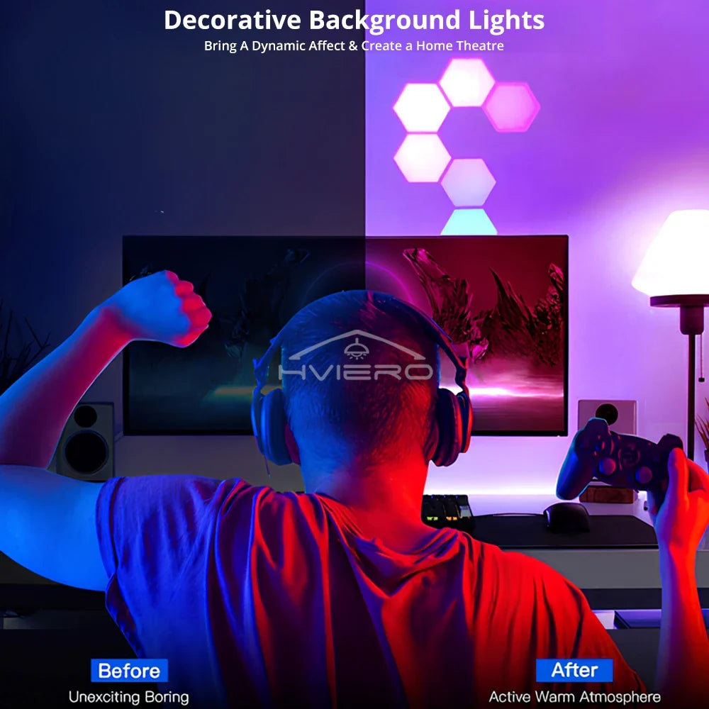 RGB Hexagon LED Wall Light – Touch & Remote Modular Honeycomb