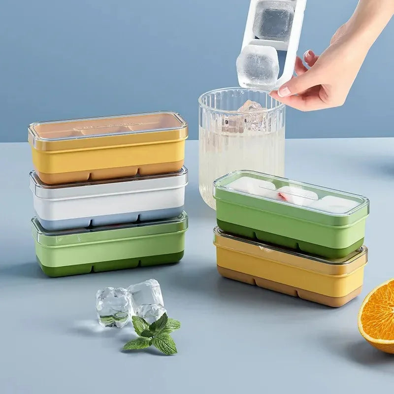 3-Compartment Silicone Ice Cube Tray with Lid – BPA Free