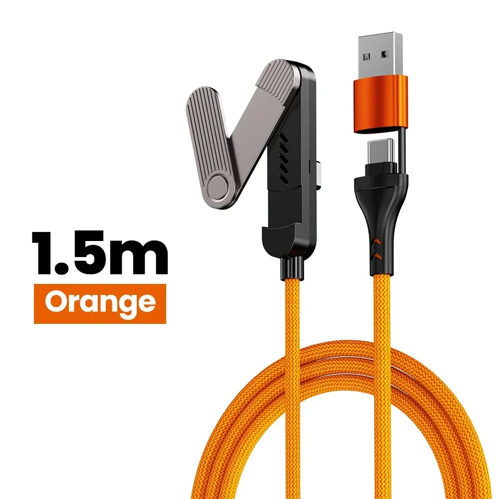 65W 3-in-1 USB-C Fast Charging Cable with Phone Stand Holder