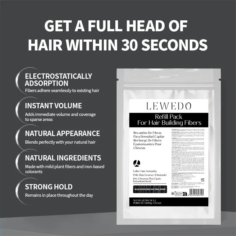 LEWEDO Keratin Hair Building Fiber Powder Kit & Refill Bag