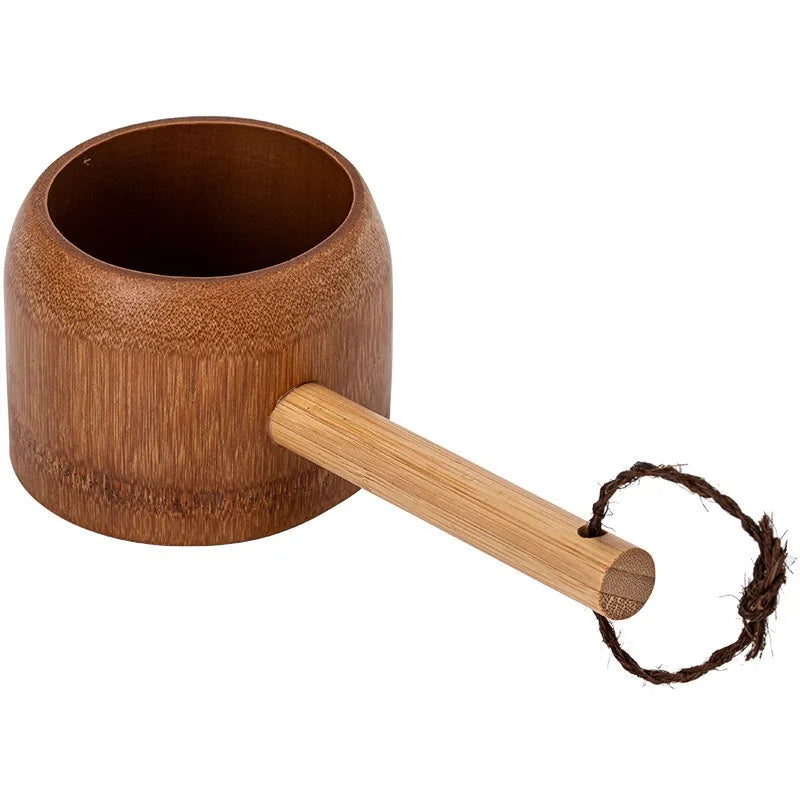 Japanese-Style Bamboo Water Ladle & Soup Serving Spoon – 400ml Multi-Use Ladle for Kitchen, Tea, Bath & Sauna