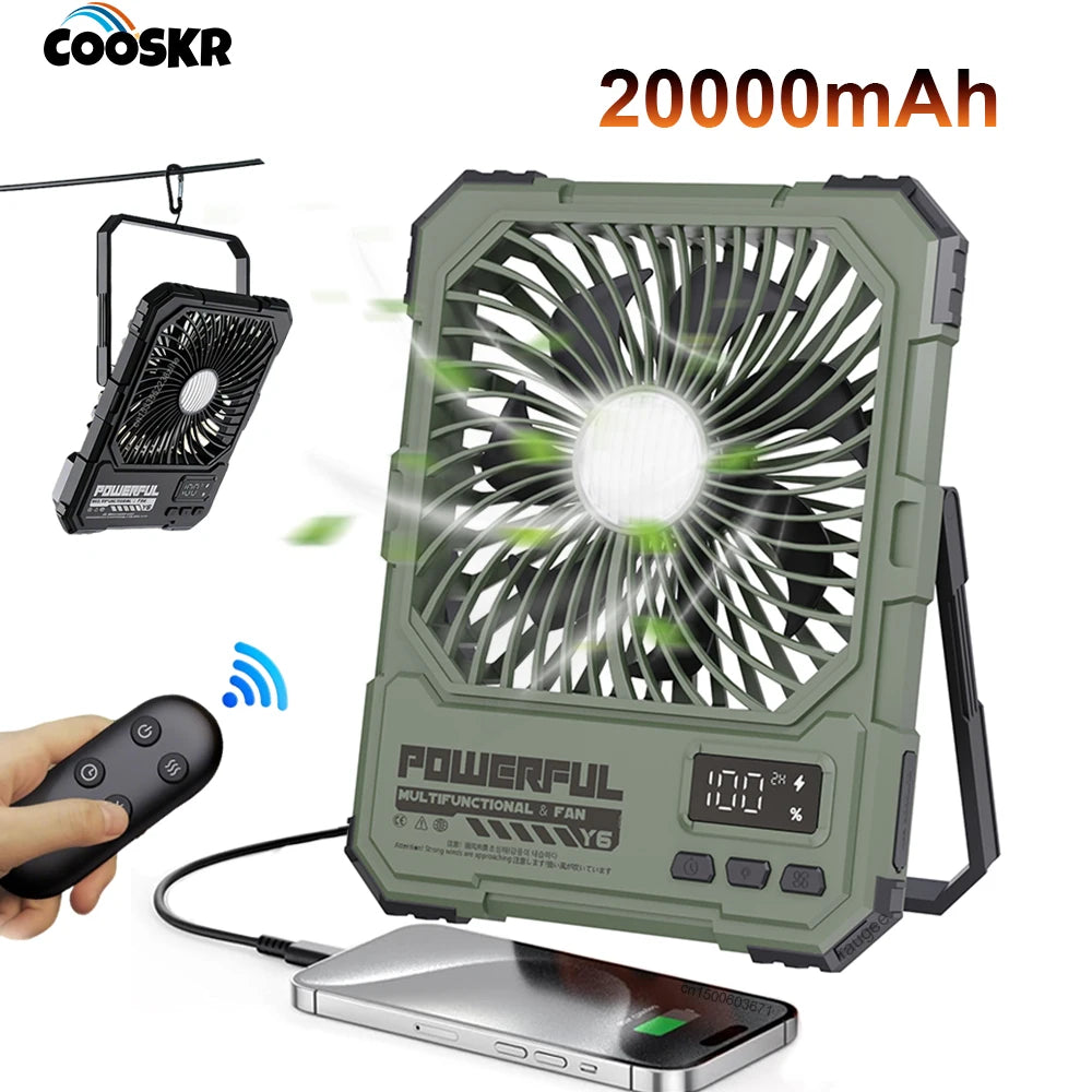 20000mAh Desktop Fan Rechargeable Wireless Tent Camping Ceiling Fan Foldable Desk Fan Air Circulator with Light Remote Control Peaceful Pleasures Health and Wellness