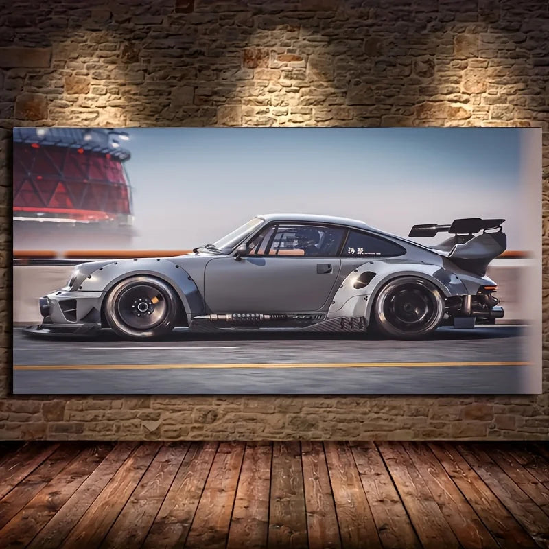 1pc Art Deco Racing Car Canvas Poster, Modern Frameless Encaustic Oil Print, Contemporary Vehicle-Themed Wall Art Indoor Decor Peaceful Pleasures Health and Wellness
