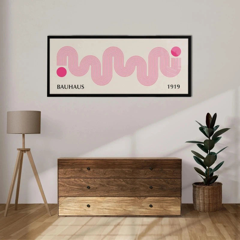 Pink Bauhaus Canvas Wall Art | Large Horizontal Unframed Poster Canvas Wall Art Peaceful Pleasures Health and Wellness