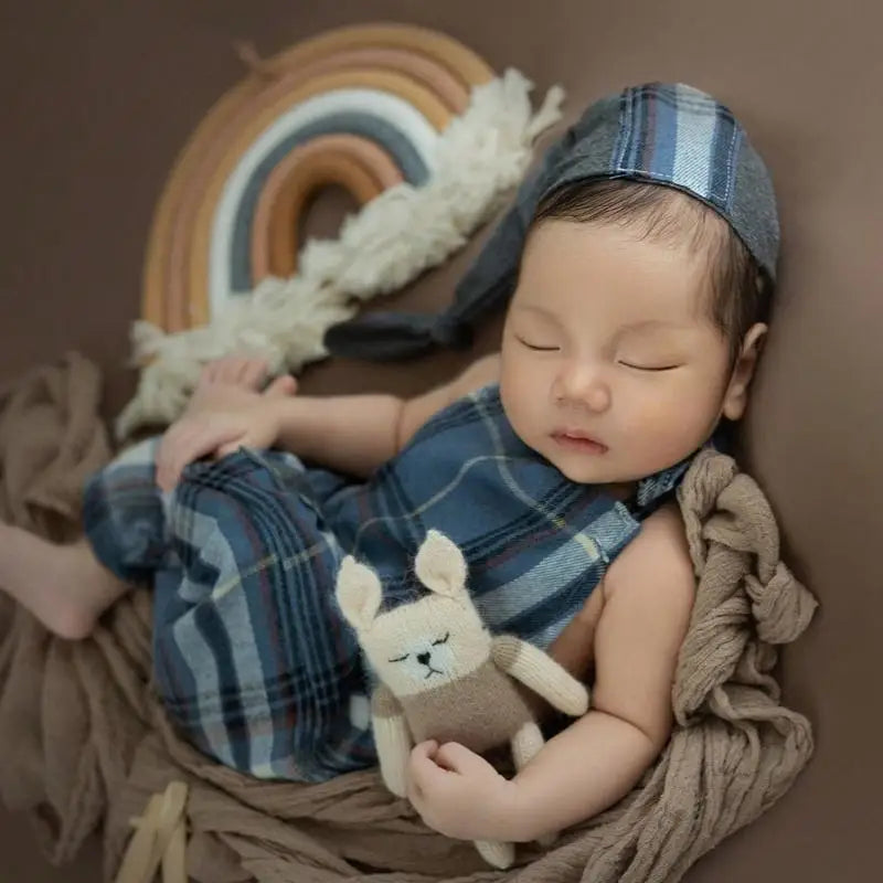 Newborn Boy Photography Outfit Set – Romper & Hat 0–6M
