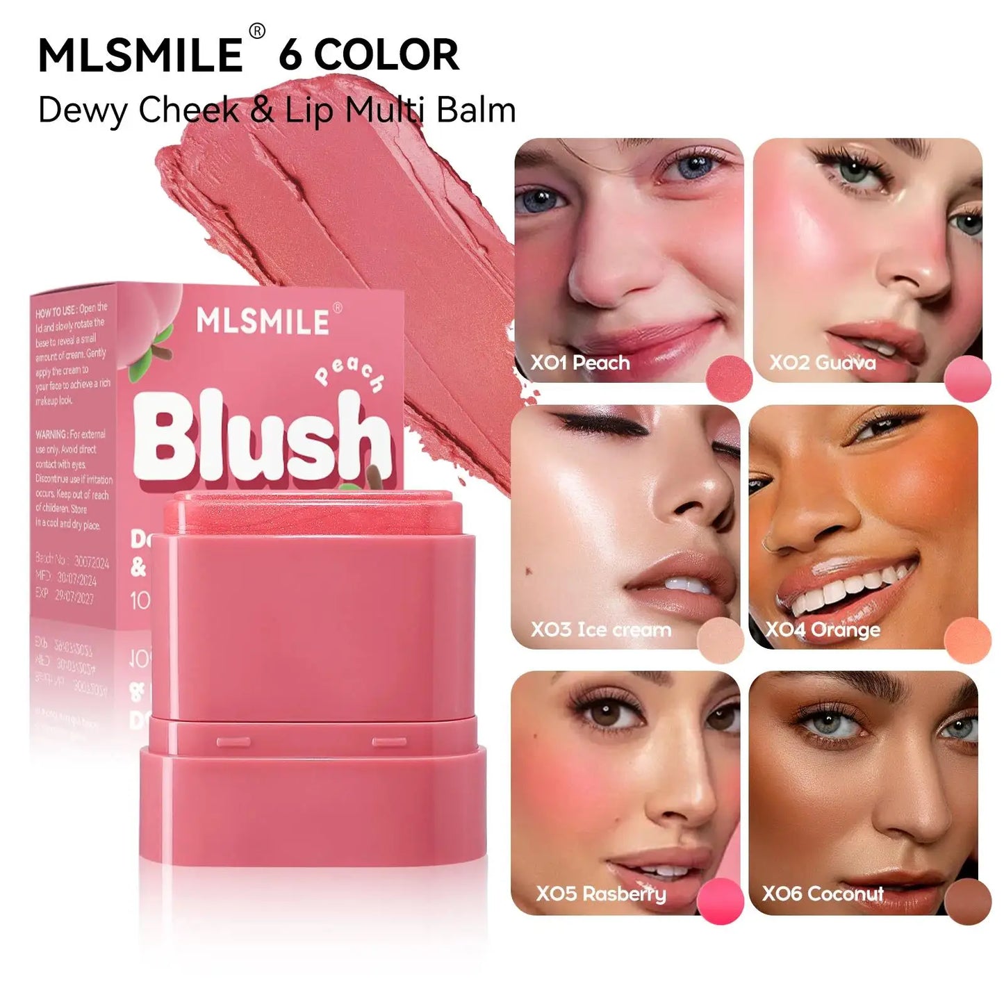 MLSMILE 2-in-1 Cream Blush Stick – Lip, Cheek & Highlight