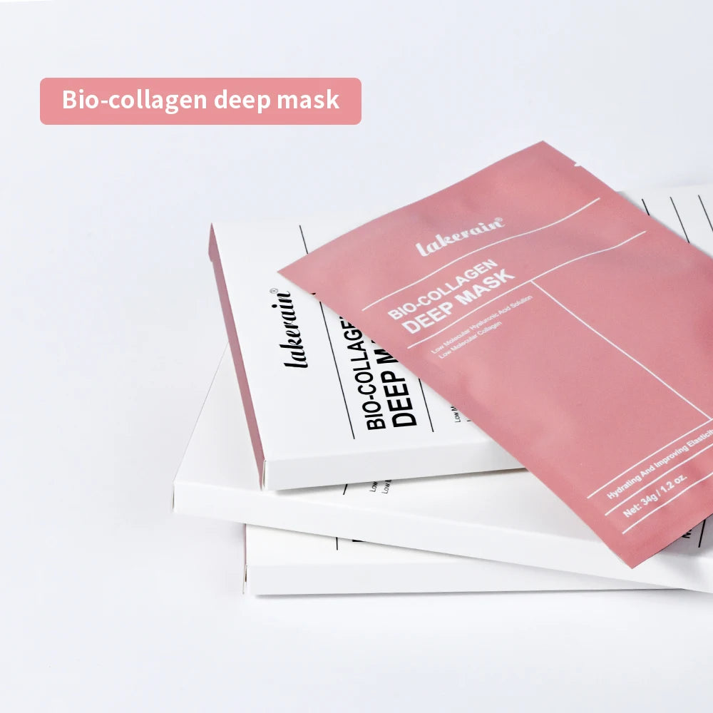 Bio-Collagen Real Deep Mask Supplement Collagen Hydrating Overnight Hydrogel Mask Elasticity Improvement Pore Minimizing Firming Peaceful Pleasures Health and Wellness 12pcs
