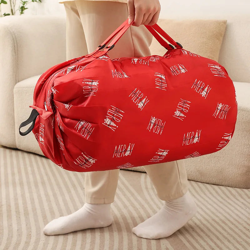 Large Capacity Eco Friendly Reusable Waterproof Heavy Duty Portable Folding Nylon Grocery Tote Bag for Supermarket Shopping Peaceful Pleasures Health and Wellness Red background