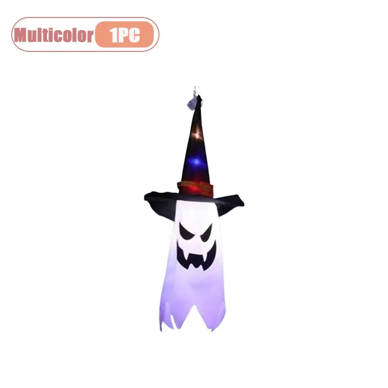 Halloween Witch Hat Ghost Hanging LED Decoration – 1-5 PCS