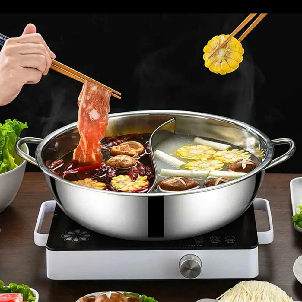 Twin Divided Pot Stainless Steel Hotpot Kitchen Cooker Home Cooking