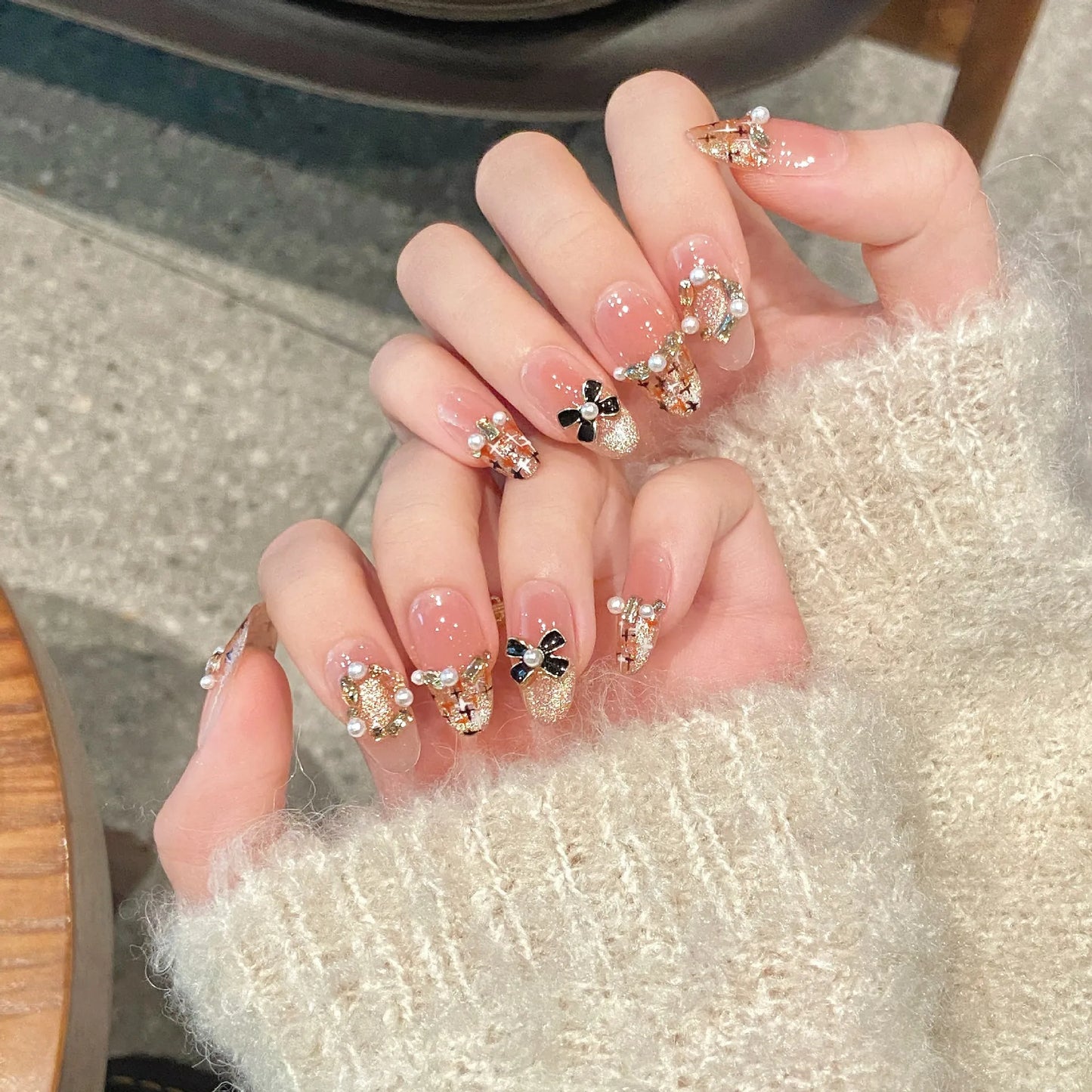 French Cat Eye Press-On Nails | Pearl Bridal False Nail Tips