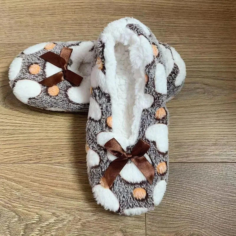 Women's Heart-Shaped Fur Indoor Slippers | Soft EVA Winter House Shoes