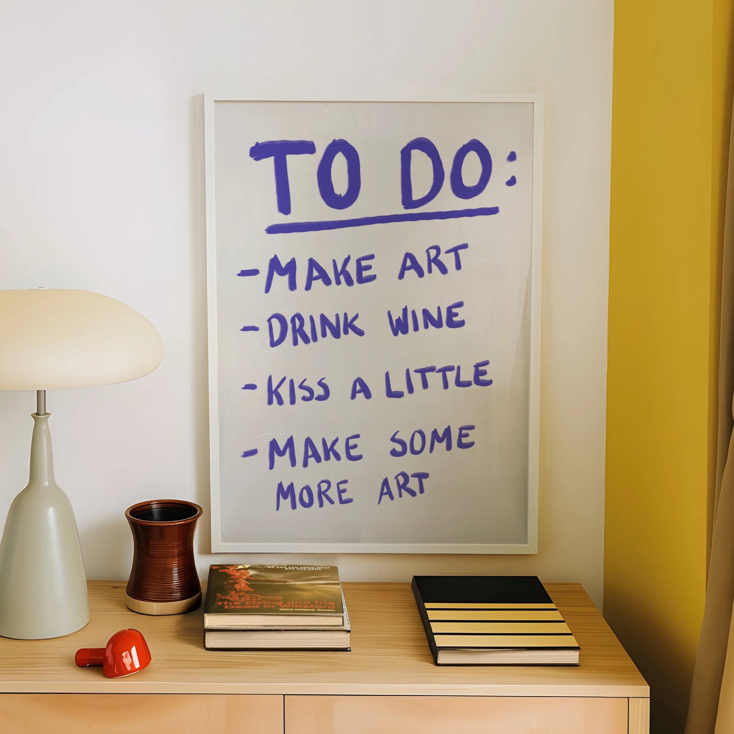 Modern Minimalist Blue To-Do List Canvas Wall Art Print