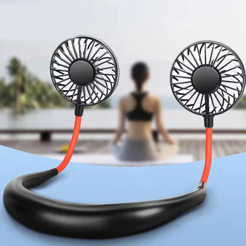 Portable Mini USB Rechargeable Fan Cute Neck Hung Fan for Indoor and Outdoor Use Hot Item with Electric Power Source Peaceful Pleasures Health and Wellness