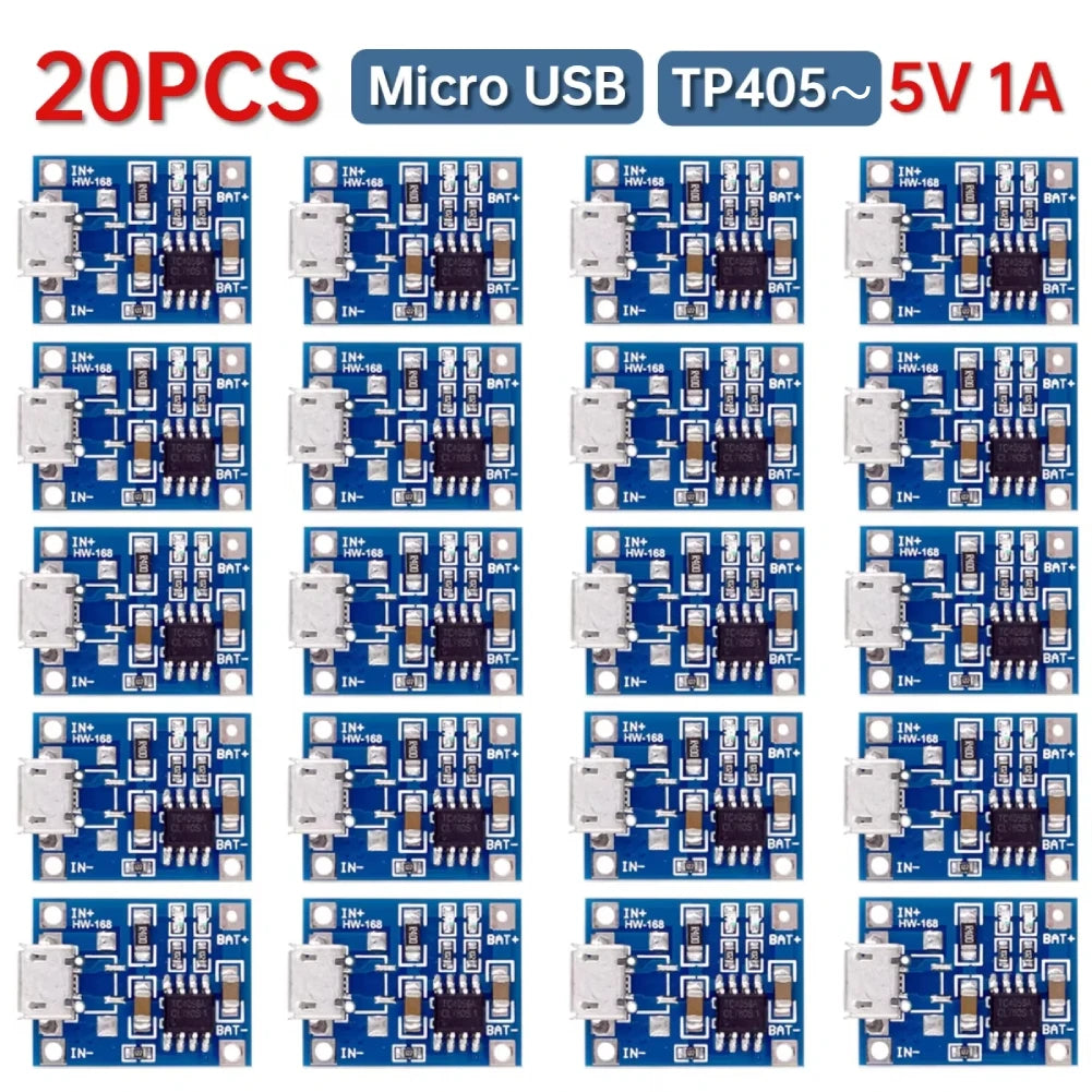 1-20PCS TP405~ 5V 1A 18650 Lithium Battery Charger Module Type-C/Micro USB/Mini USB Charging Board With Protection Dual Function Peaceful Pleasures Health and Wellness 20PCS Micro USB