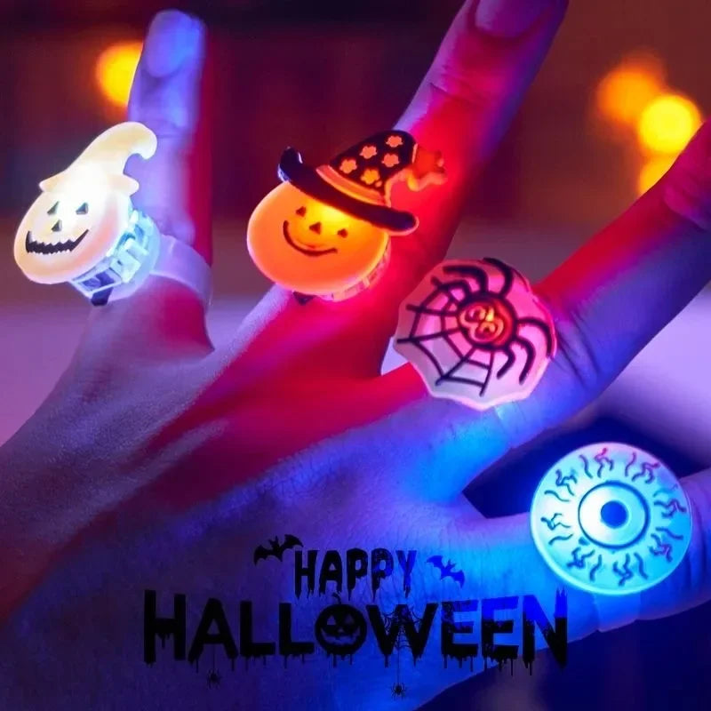 Halloween Glow Pumpkin Finger Rings – Bulk 50–200 Pcs Party Favors