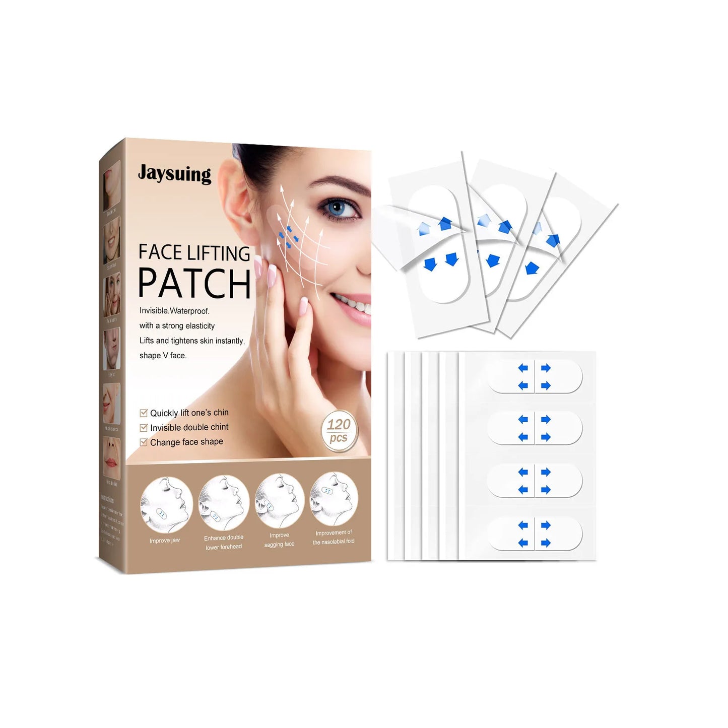 Invisible Face Lift Tape – V-Shape Neck, Eye & Chin Patches