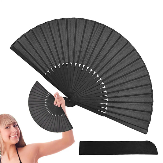 Folding Hand Fan Portable Black Silk Hand Fan Chinese Style Black Vintage Hand Fan Classic black cool ancient fan Home Gift Peaceful Pleasures Health and Wellness